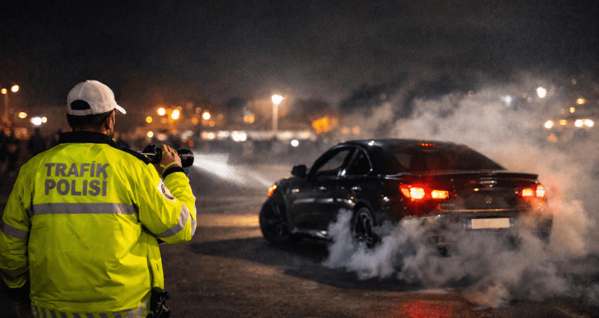 Hatalı sürücüyü durduran trafik polisi